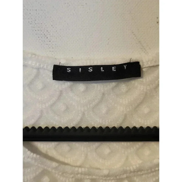 Sisley White Embroidred Top XS 1L - Picture 5 of 5